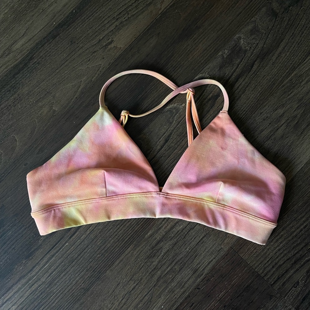 Alo Yoga Tie Dye Orange Pink Summer Sunset Sports bra sz S